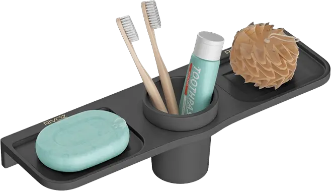 Double-Soap-Dish-With-Glass-Black