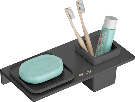 Mid-Square-Soap-Dish-with-Glass-Black