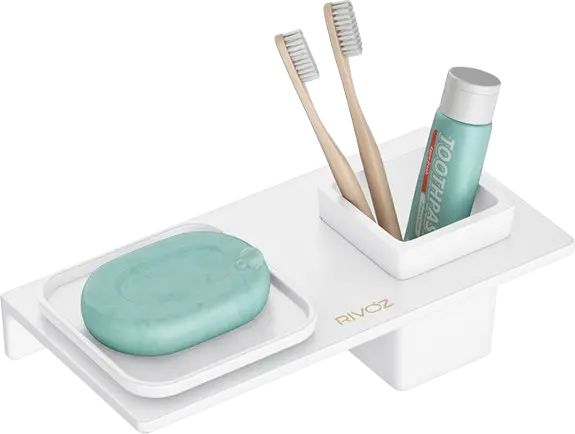 Mid-Square-Soap-Dish-with-Glass-White